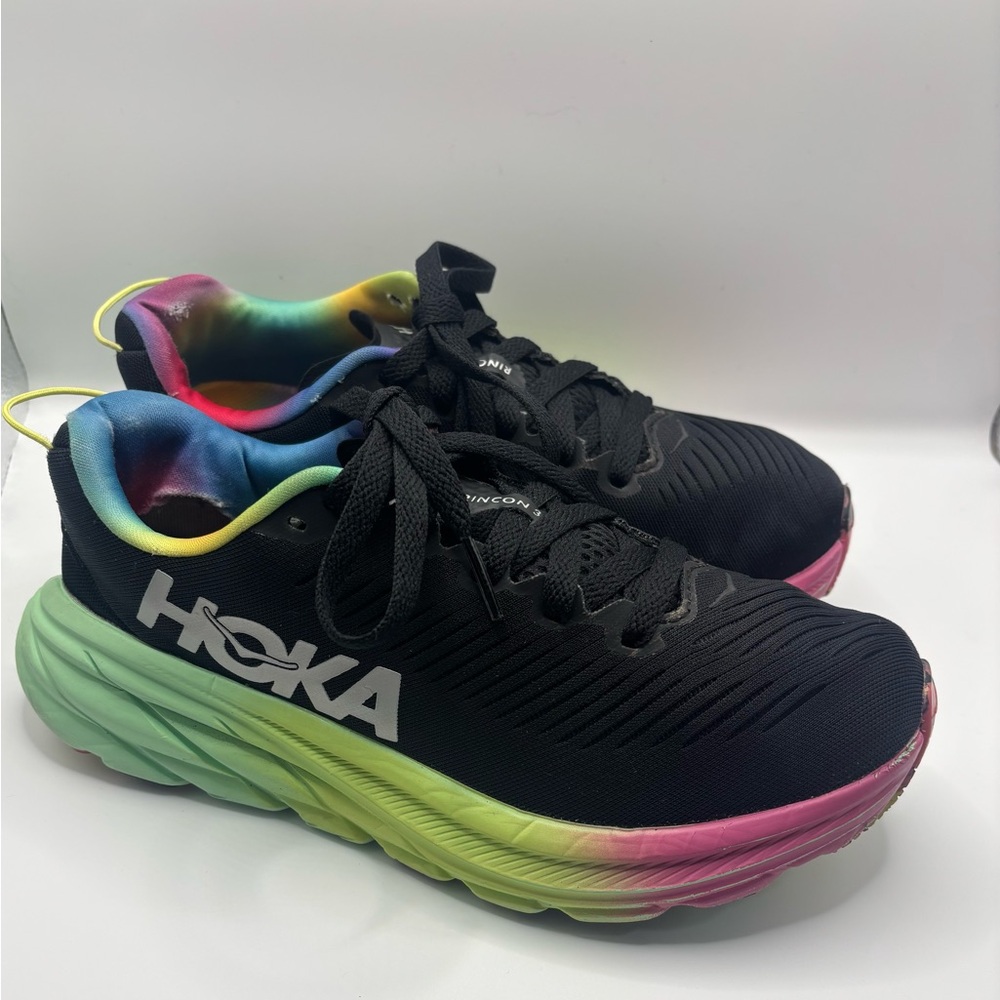 Hoka Black Sneakers with Multicolor Soles